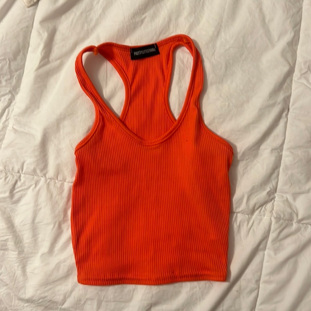 Pretty Little Thing Orange ribbed crop tank